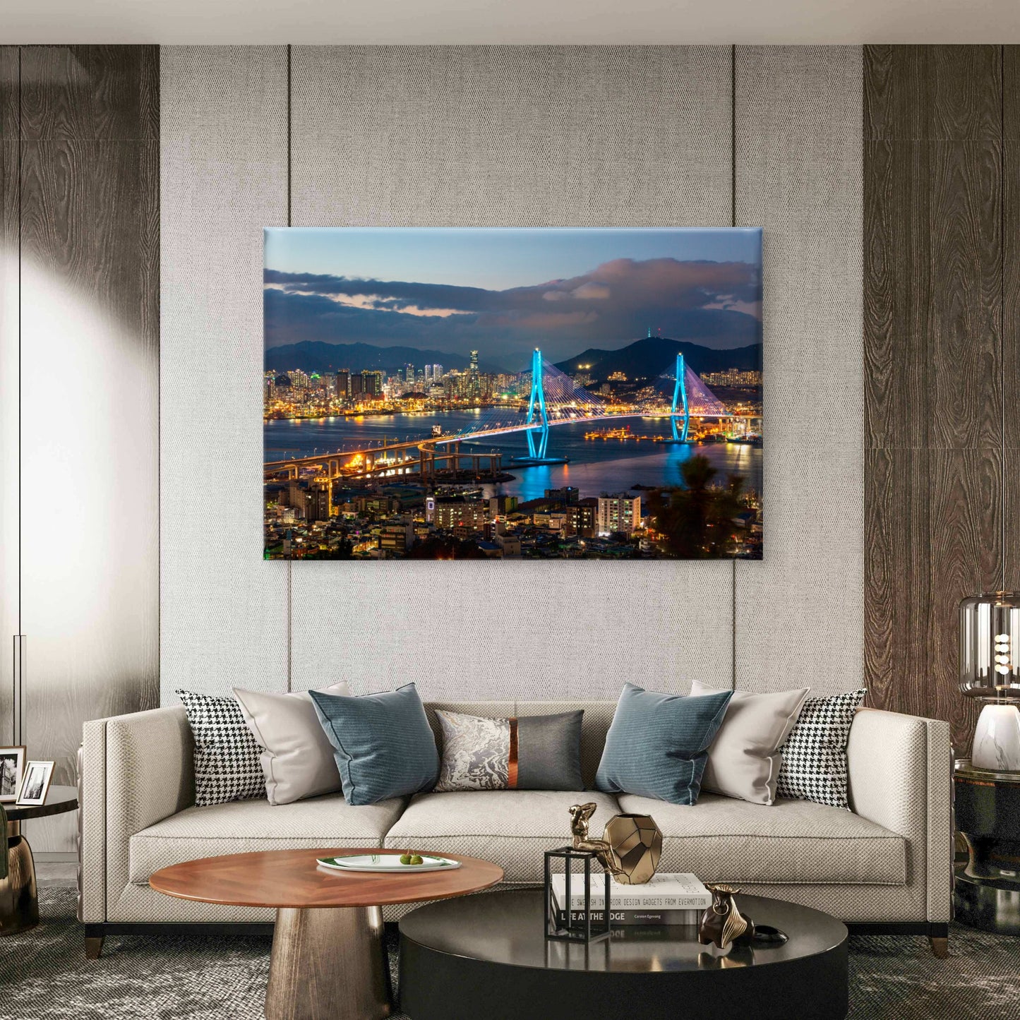 Busan Korea Night City Skyline Wall Art Decor 100% Australian Made