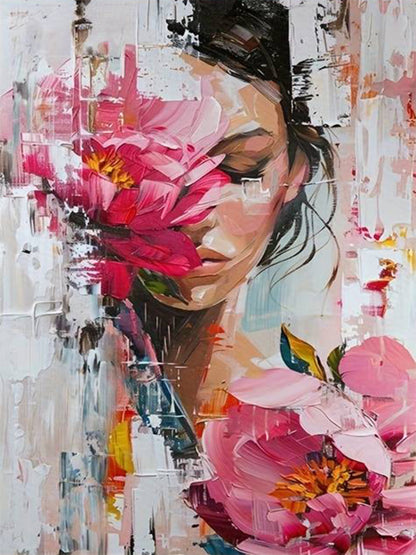 Pink Peony Flower Woman Face Fashion Home Decor Premium Quality Poster Print Choose Your Sizes - Bella Home Decor