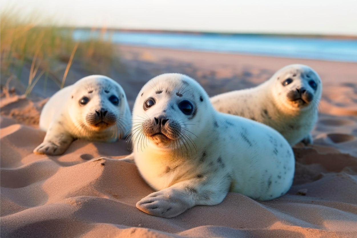 Harbour Seals Animal Resting on the Beach Wall Art Decor 100% Australian Made