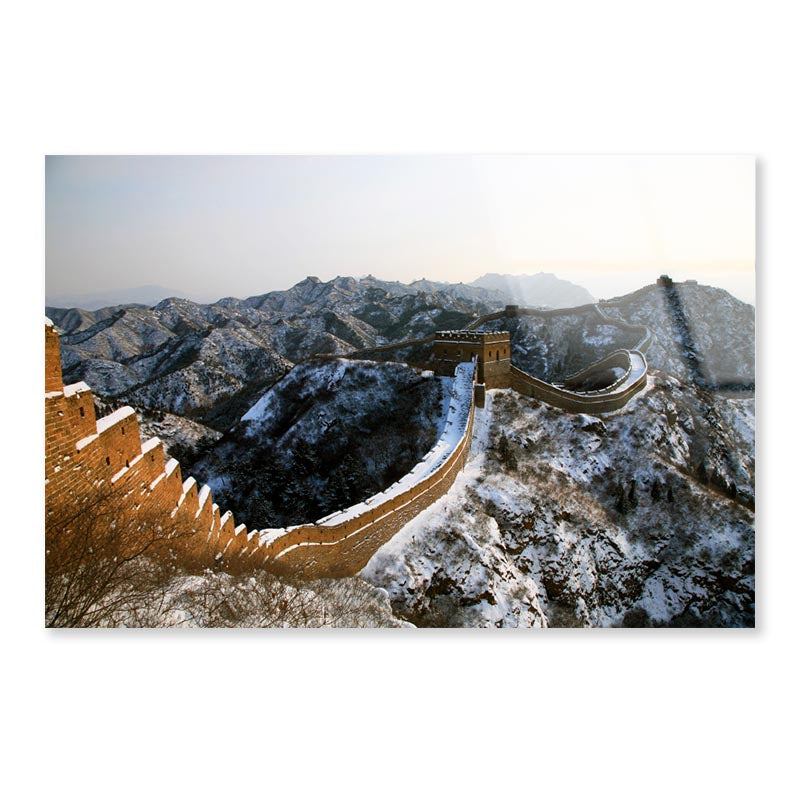 View Of the Great Wall of China in The Snow Acrylic Glass Print Tempered Glass Wall Art 100% Made in Australia Ready to Hang