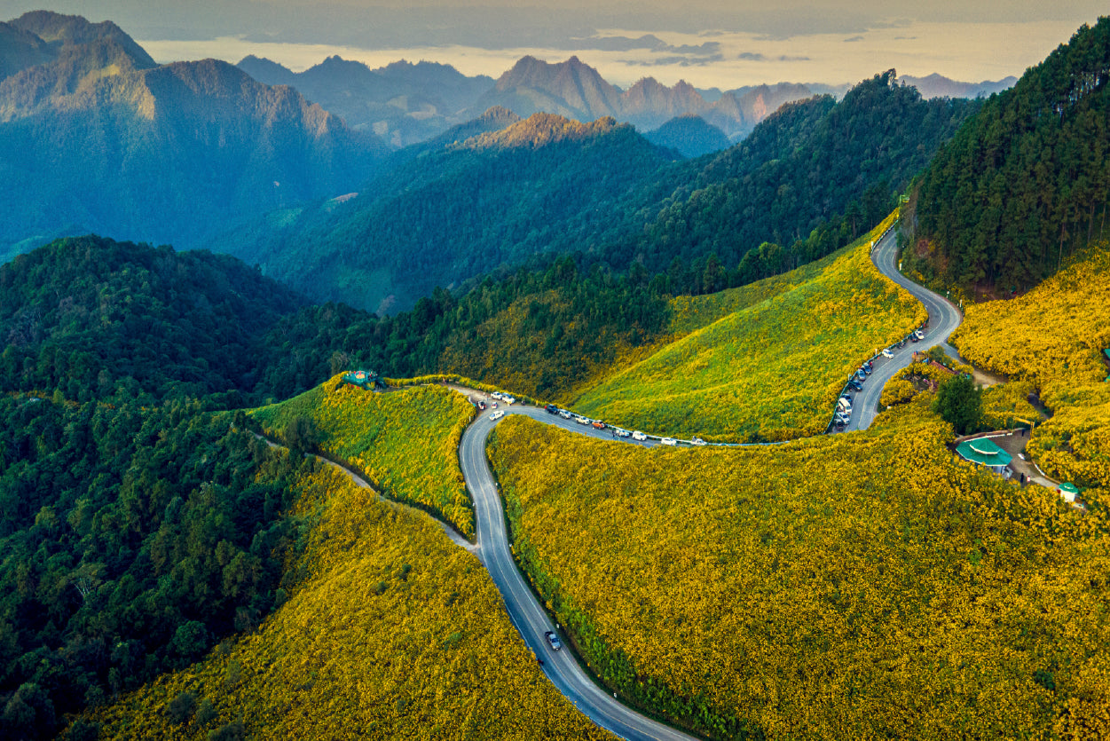 Scenic Mountain Road Winding Through Mountains Home Decor Premium Quality Poster Print Choose Your Sizes - Bella Home Decor