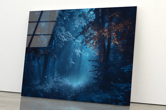 Futuristic Night Scene with Abstract Forest Acrylic Glass Print Tempered Glass Wall Art 100% Made in Australia Ready to Hang
