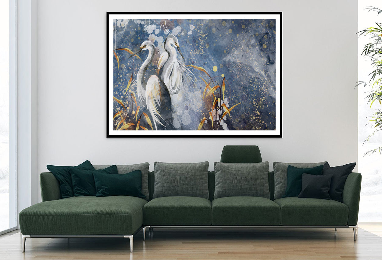 Painting Of a Group of Aquatic Birds Home Decor Premium Quality Poster Print Choose Your Sizes