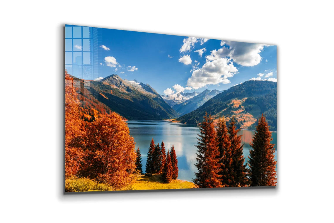 Mountains Lake Blue Sky UV Direct Aluminum Print Australian Made Quality