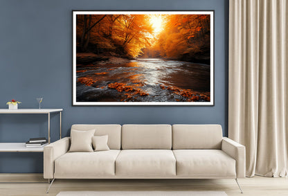 Orange autumn on The River Home Decor Premium Quality Poster Print Choose Your Sizes