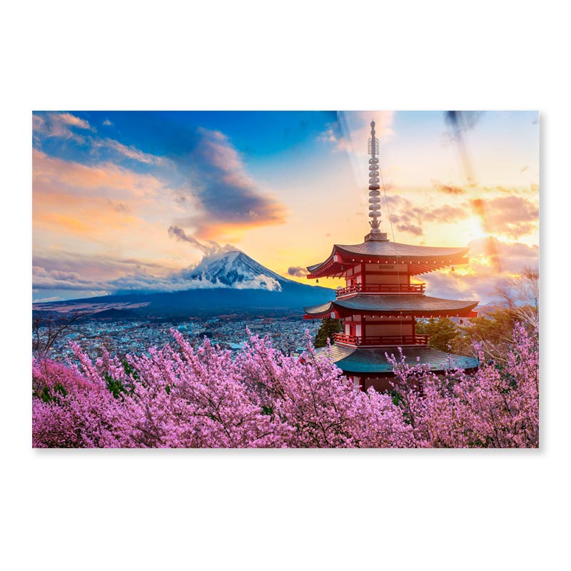 Pagoda In the Middle of a Field of Flowers Acrylic Glass Print Tempered Glass Wall Art 100% Made in Australia Ready to Hang - Bella Home Decor