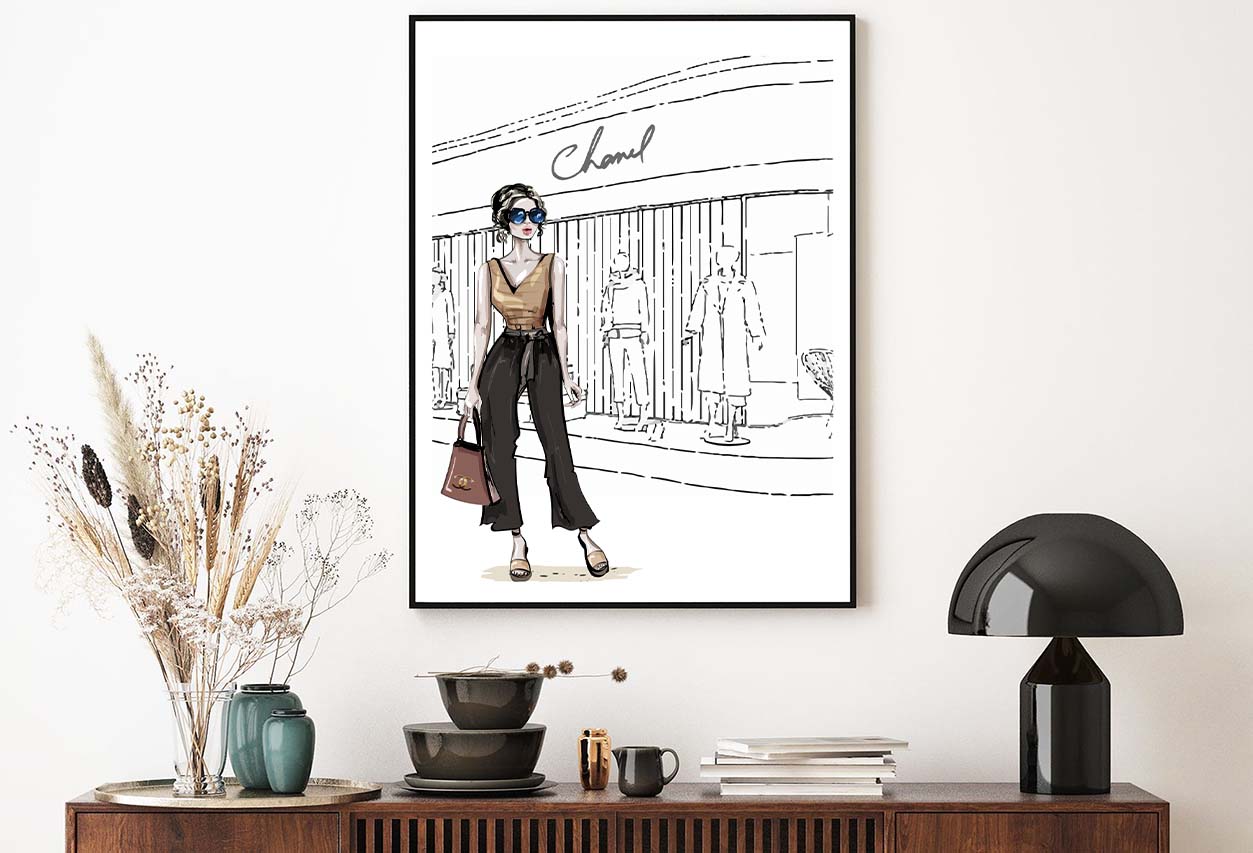 Stylish Girl with Fashion Store Design Home Decor Premium Quality Poster Print Choose Your Sizes