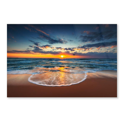 Flying Drone Over the Sea Sunrise Shot Acrylic Glass Print Tempered Glass Wall Art 100% Made in Australia Ready to Hang