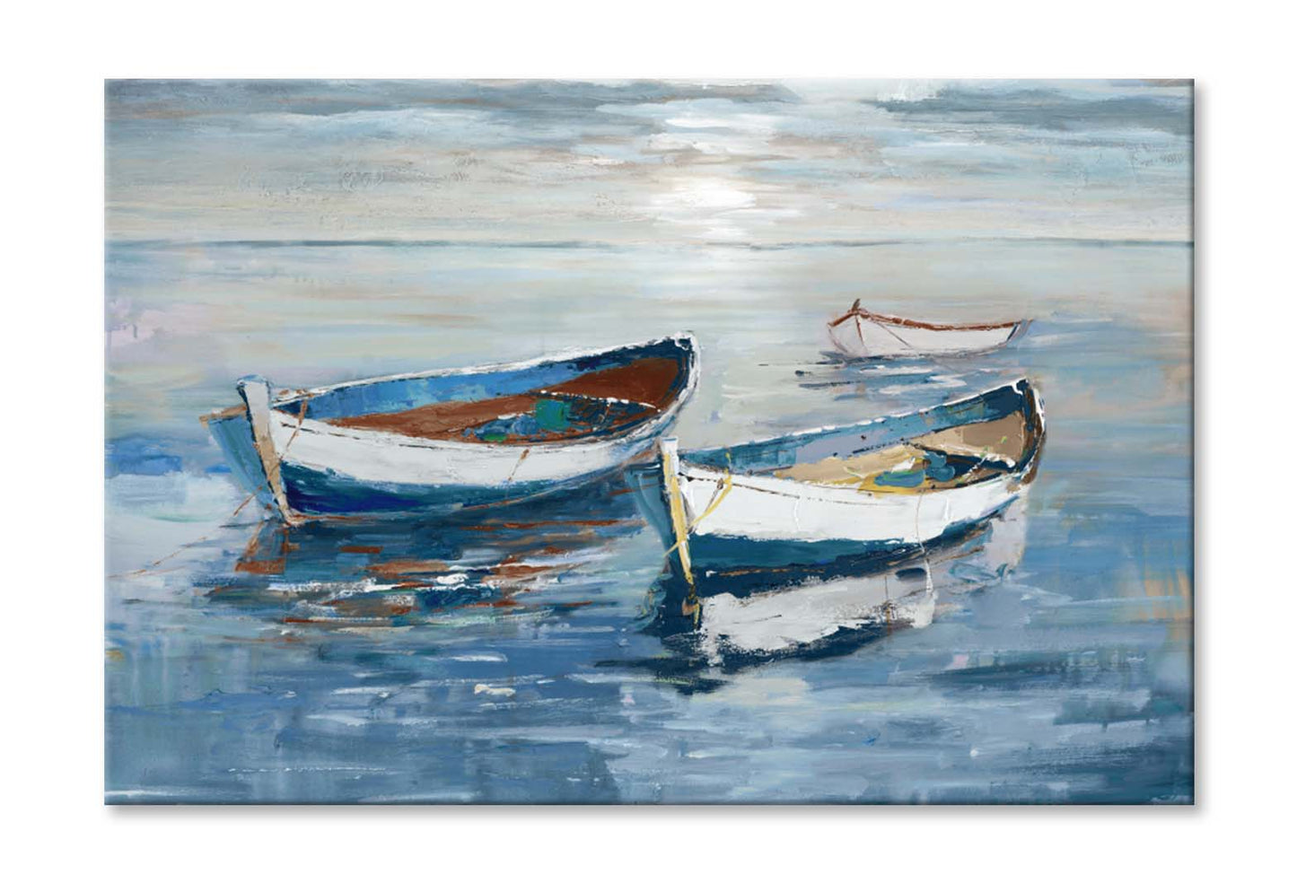 Boats On River Abstract Oil Paint Wall Art Limited Edition High Quality Print