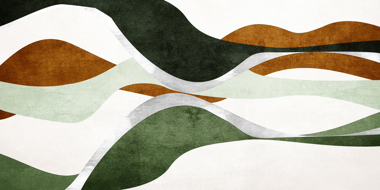 Abstract Green Wavy Curves Wall Art Canvas Office Home Room Framed 120x60cm