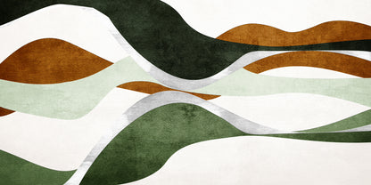 Abstract Green Wavy Curves Wall Art Canvas Office Home Room Framed 120x60cm