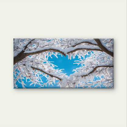 Snow Covered Winter Tree Branches Sky Wall Art Canvas Office Home Framed 120x60cm - Bella Home Decor