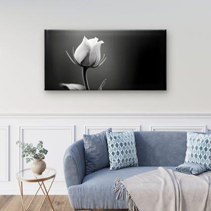 Minimalist Black White Rose Bud Wall Art Canvas Office Home Framed 120x60cm
