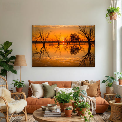 Beautiful sunrise over Lake Pinaroo in outback Australia  Wall Art Decor 100% Australian Made