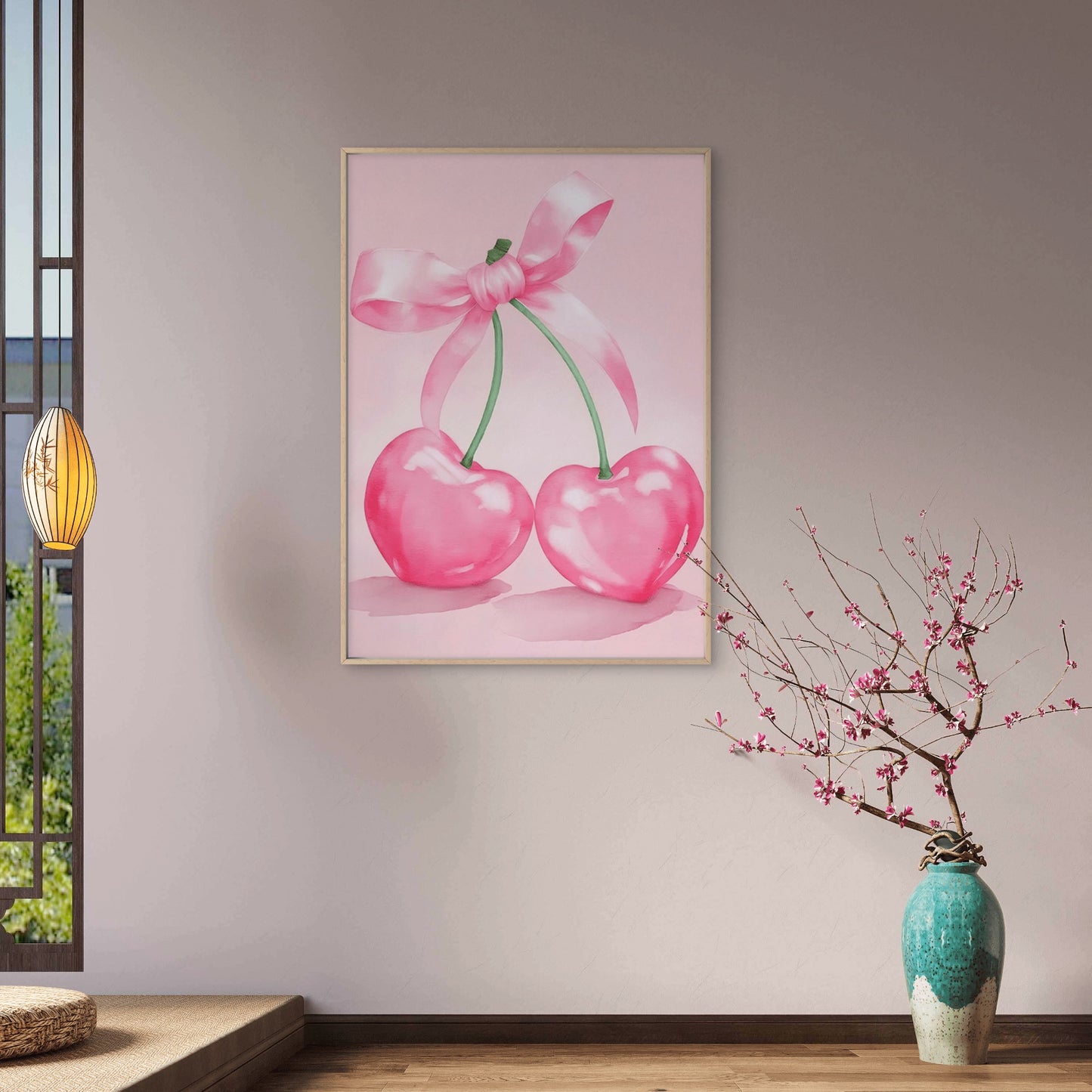 Trendy Pink Cherry Painting Fashion Home Decor Premium Quality Poster Print Choose Your Sizes - Bella Home Decor