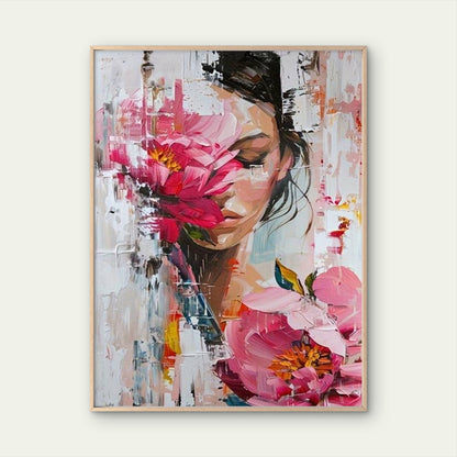 Pink Peony Flower Woman Face Fashion Home Decor Premium Quality Poster Print Choose Your Sizes - Bella Home Decor