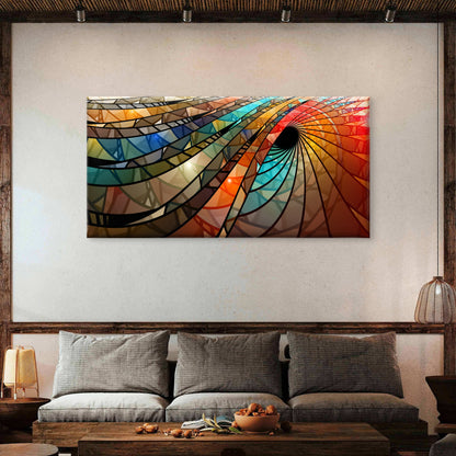 Geometric Vibrant Wave Wall Art Canvas Office Home Room Framed 120x60cm - Bella Home Decor