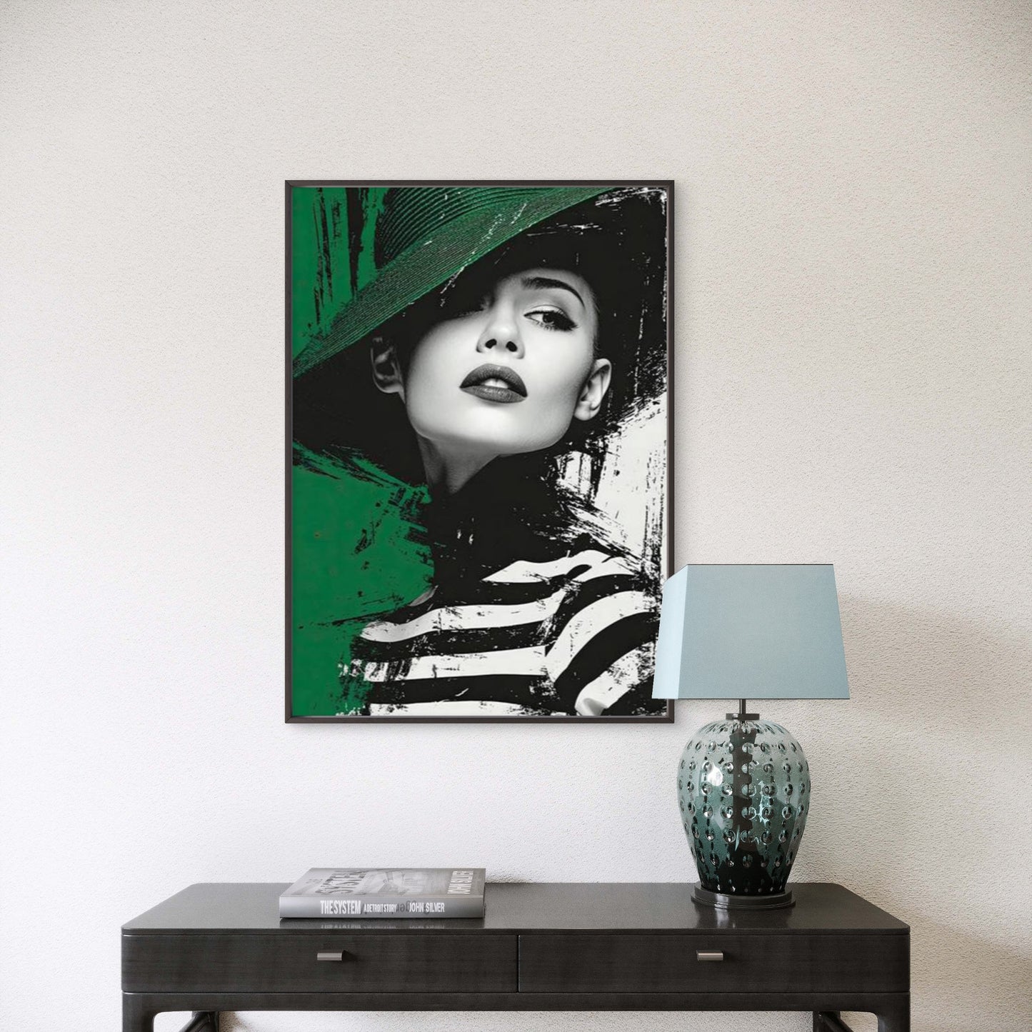 Woman in a Black And Green Hat Fashion Home Decor Premium Quality Poster Print Choose Your Sizes - Bella Home Decor