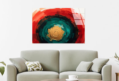 Abstract Swirl Vortex Red Gold Glass Printing Wall Art Australian Made Quality