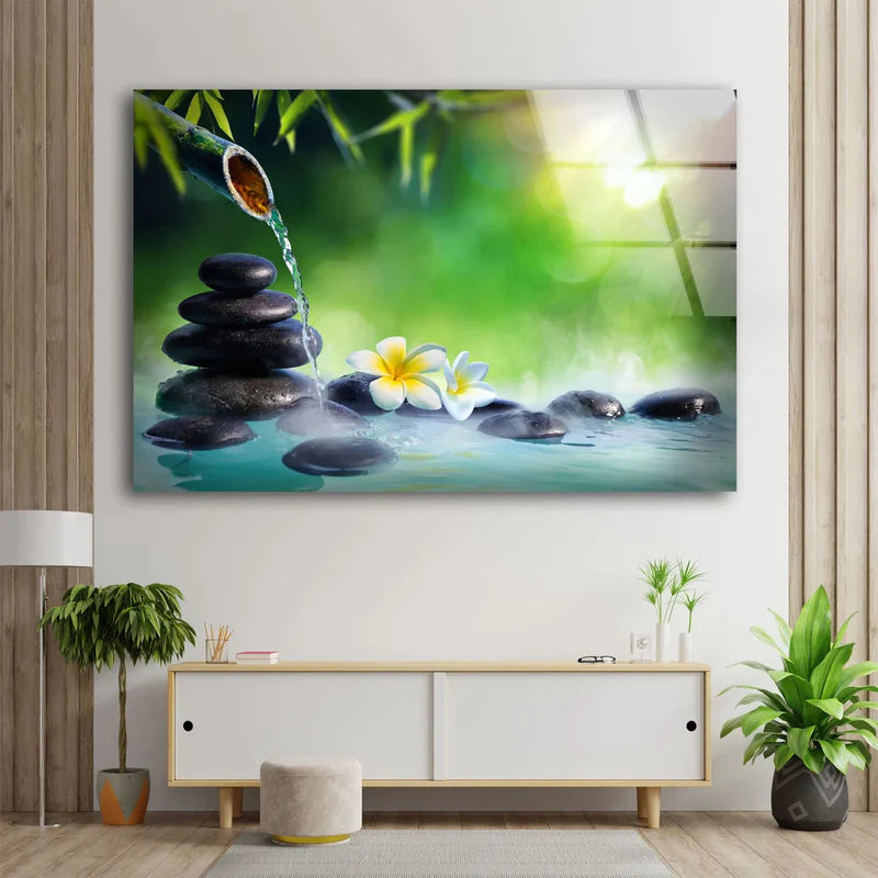 Zen Stones Flower UV Direct Aluminum Print Australian Made Quality