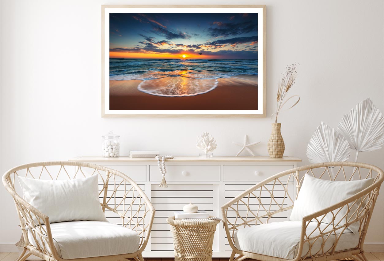 Flying Drone Over the Sea Sunrise Shot Home Decor Premium Quality Poster Print Choose Your Sizes