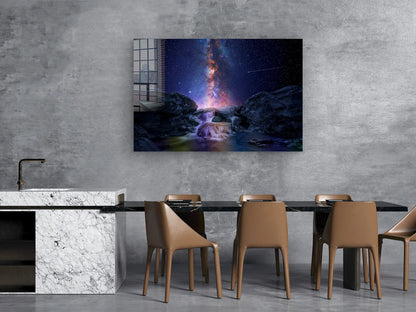 Waterfall Milkyway Sky UV Direct Aluminum Print Australian Made Quality