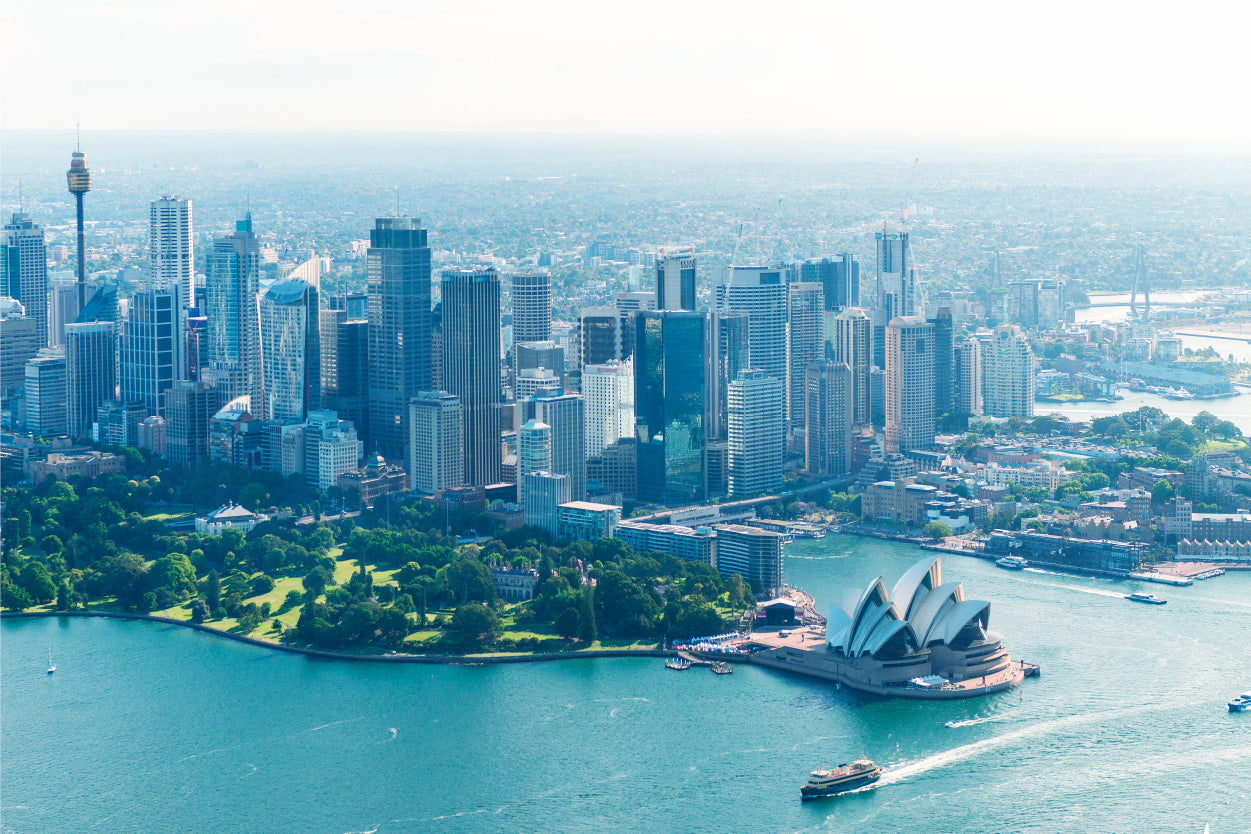 Aerial View of Sydney Skyline with Opera House Wall Art Decor 100% Australian Made
