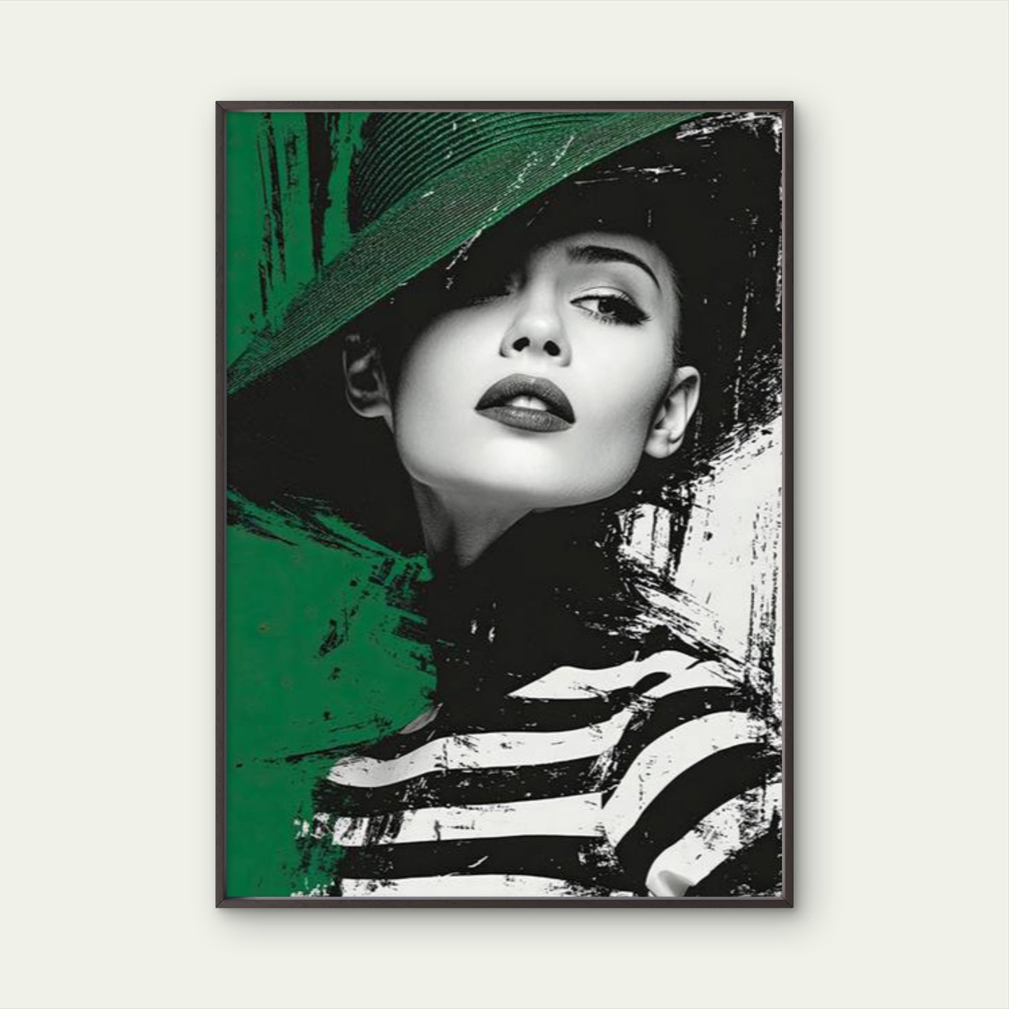 Woman in a Black And Green Hat Fashion Home Decor Premium Quality Poster Print Choose Your Sizes - Bella Home Decor