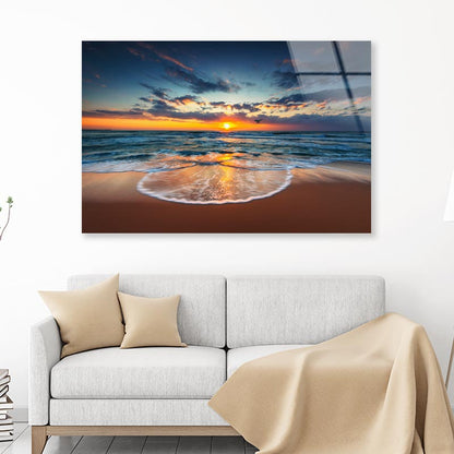 Flying Drone Over the Sea Sunrise Shot Acrylic Glass Print Tempered Glass Wall Art 100% Made in Australia Ready to Hang