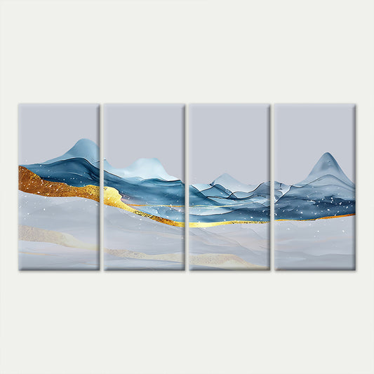 4pcs Modern Abstract Chinese Indigo Liquid Wall Art Canvas Framed 45x80cm - High Quality Print 100% Australian Made Wall Canvas Ready to Hang