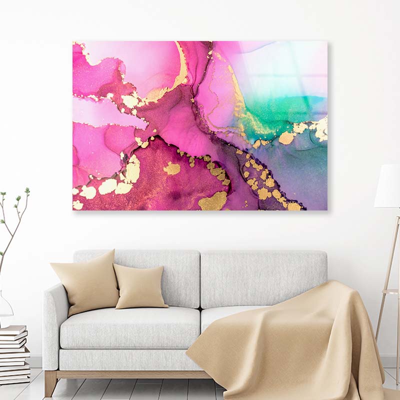 Abstract Fluid Art Painting Acrylic Glass Print Tempered Glass Wall Art 100% Made in Australia Ready to Hang