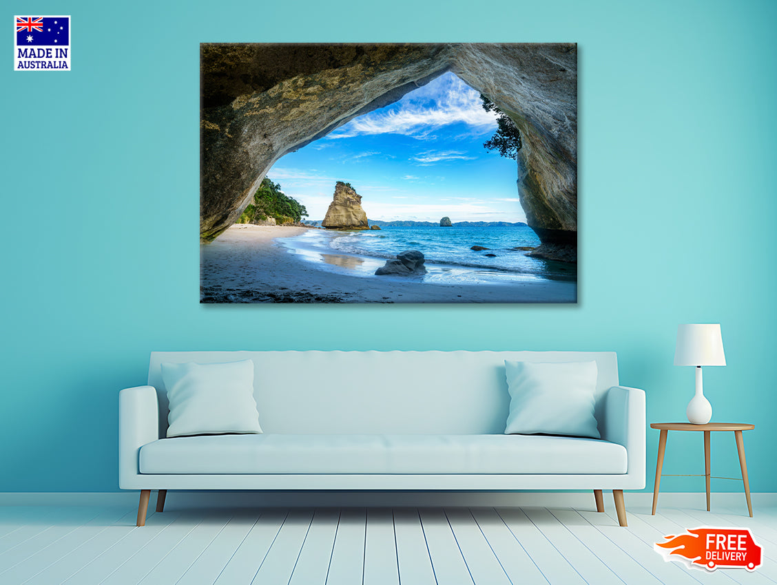 Cathedral Cove Beach New Zealand Print 100% Australian Made - Bella Home Decor