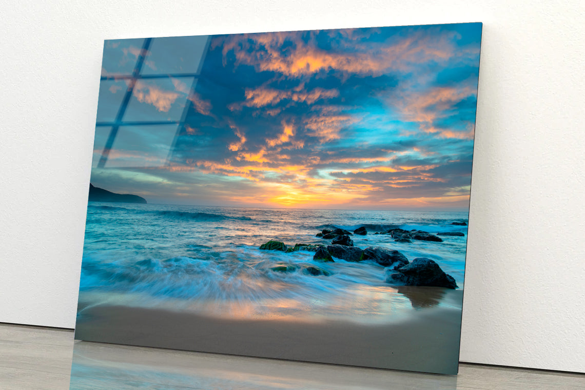 Sunrise Clouds Over the Sea Killcare Beach Australia Acrylic Glass Print Tempered Glass Wall Art 100% Made in Australia Ready to Hang