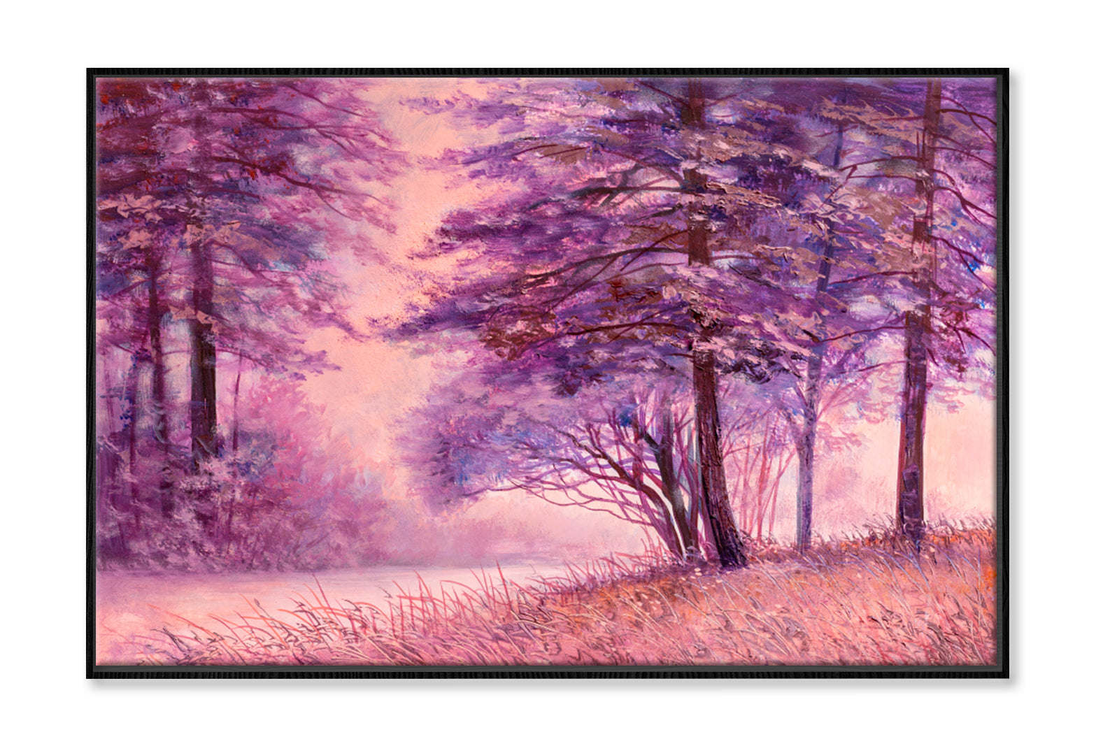 Morning With Trees Oil Painting Wall Art Limited Edition High Quality Print Canvas Box Framed Black