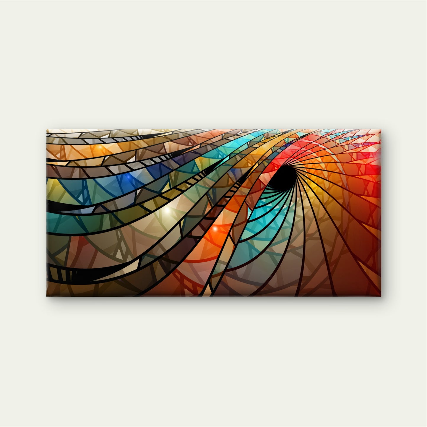 Geometric Vibrant Wave Wall Art Canvas Office Home Room Framed 120x60cm - Bella Home Decor