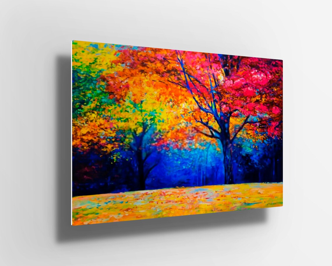 Autumn orange red yellow forest UV Direct Aluminum Print Australian Made Quality