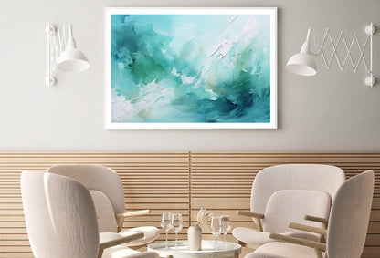 Abstract Oil Painting in Green, Mint & White Home Decor Premium Quality Poster Print Choose Your Sizes