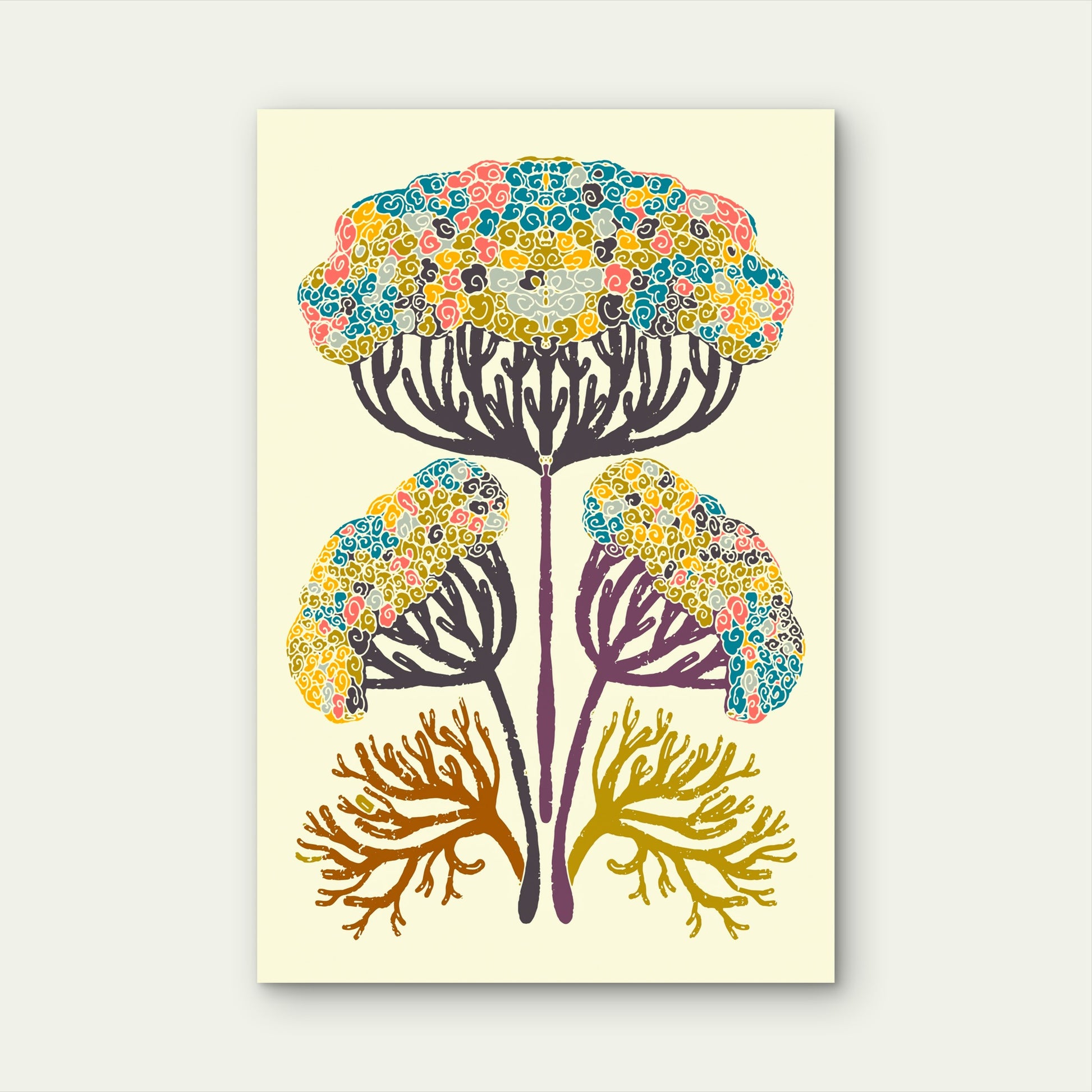 Organic Coral Floral Pattern Art 60x90cm Metal Print Ready to Hang - Bella Home Decor