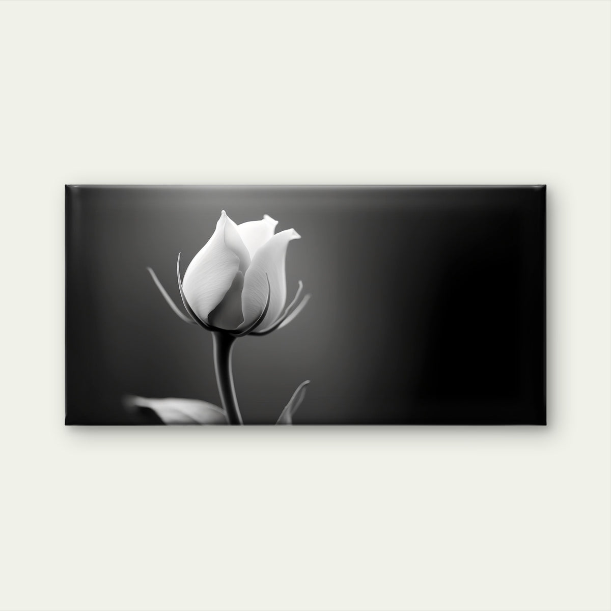 Minimalist Black White Rose Bud Wall Art Canvas Office Home Framed 120x60cm
