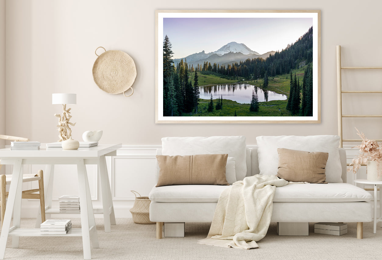 Scenic View of Lake Surrounded By Trees & Mountains Home Decor Premium Quality Poster Print Choose Your Sizes