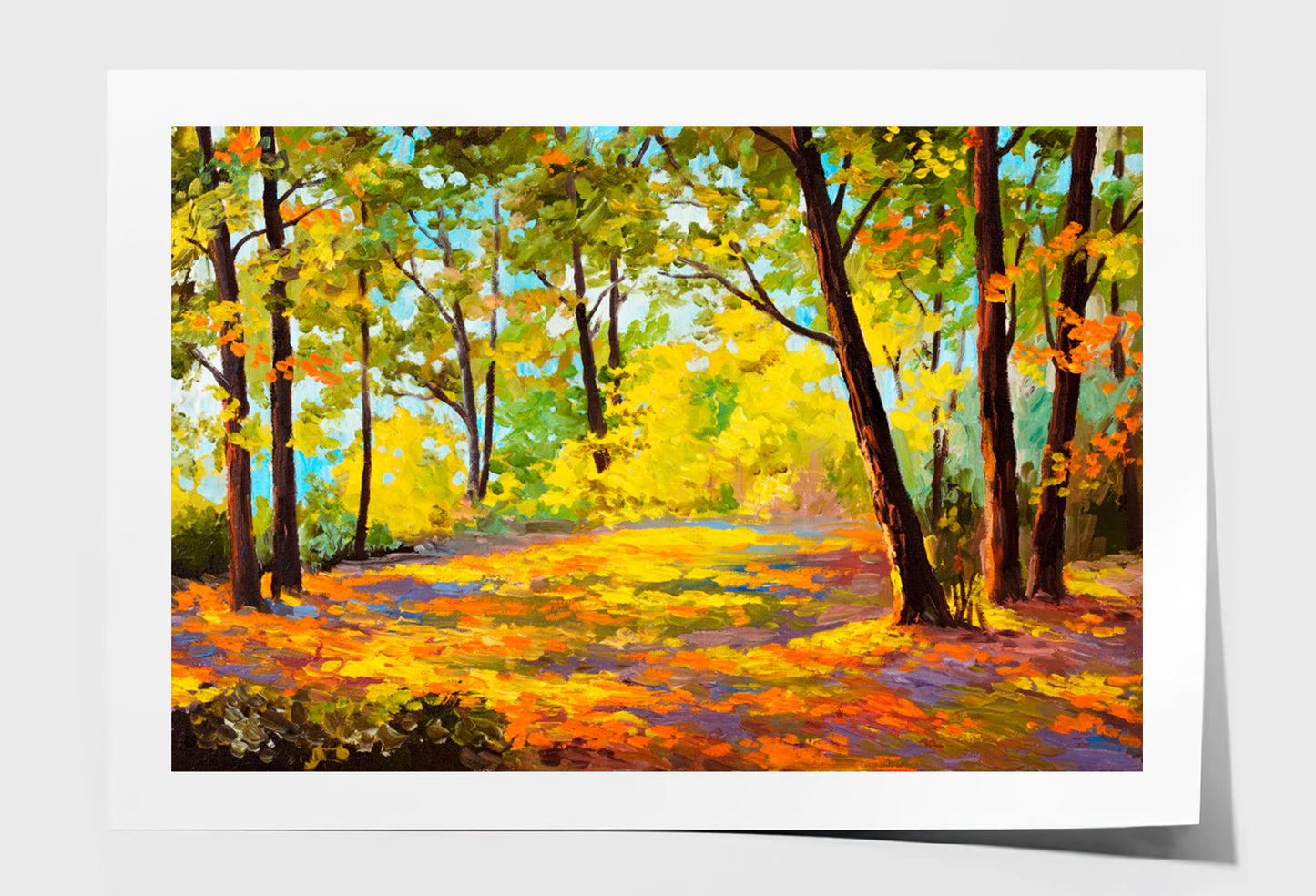 Autumn Yellow Forest Oil Painting Wall Art Limited Edition High Quality Print Unframed Roll Canvas None