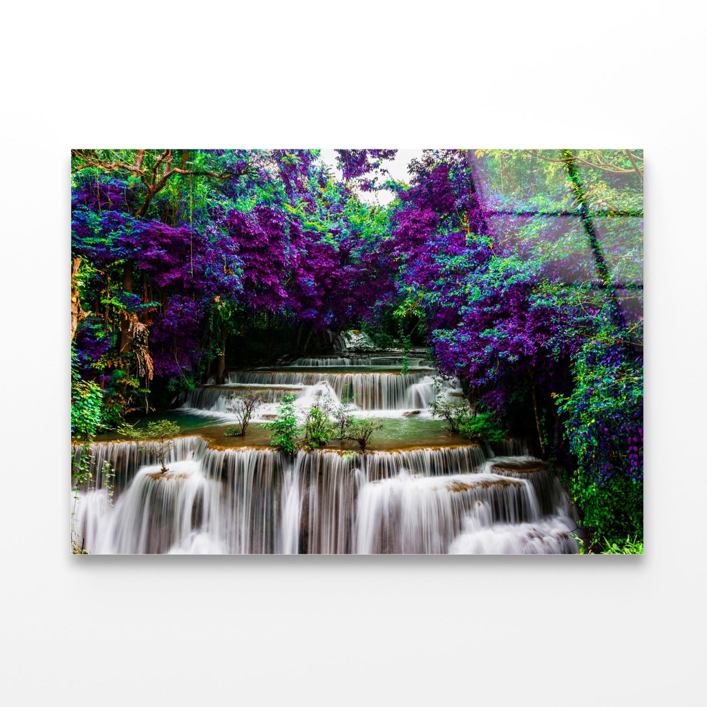 Huay Mae Khamin Waterfall at Kanchanaburi Thailand Acrylic Glass Print Tempered Glass Wall Art 100% Made in Australia Ready to Hang