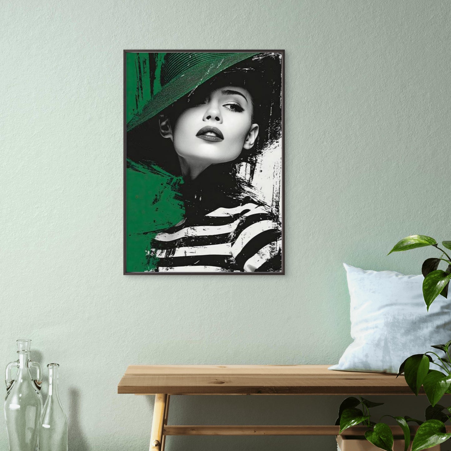 Woman in a Black And Green Hat Fashion Home Decor Premium Quality Poster Print Choose Your Sizes - Bella Home Decor