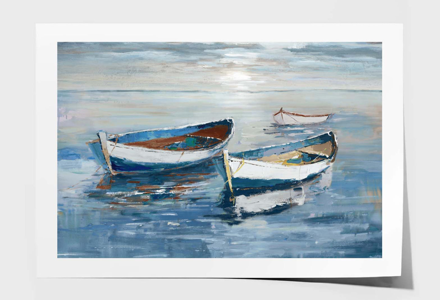 Boats On River Abstract Oil Paint Wall Art Limited Edition High Quality Print