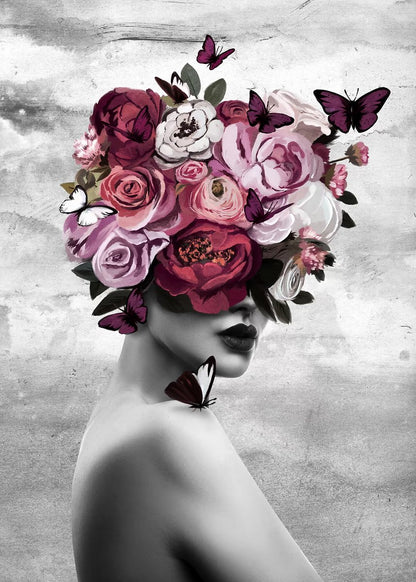 Pink Peony Flower Head Girl Fashion Home Decor Premium Quality Poster Print Choose Your Sizes - Bella Home Decor