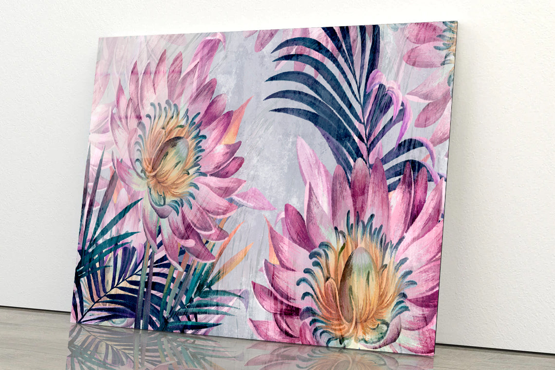 Floral Design Drawing Acrylic Glass Print Tempered Glass Wall Art 100% Made in Australia Ready to Hang - Bella Home Decor