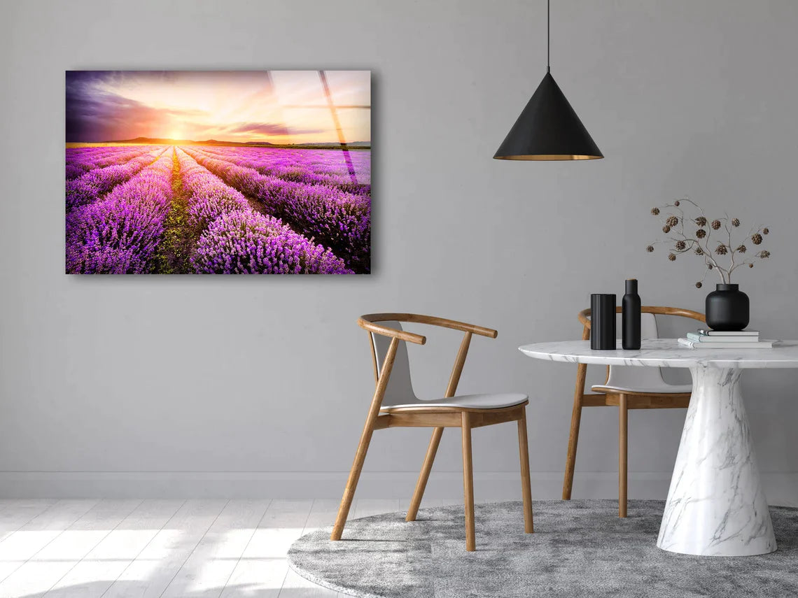 Lavender Field Sunset UV Direct Aluminum Print Australian Made Quality