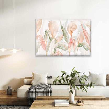 Gold and Blush Tropical Leaf Modern Botanical Wall Art Decor 100% Australian Made