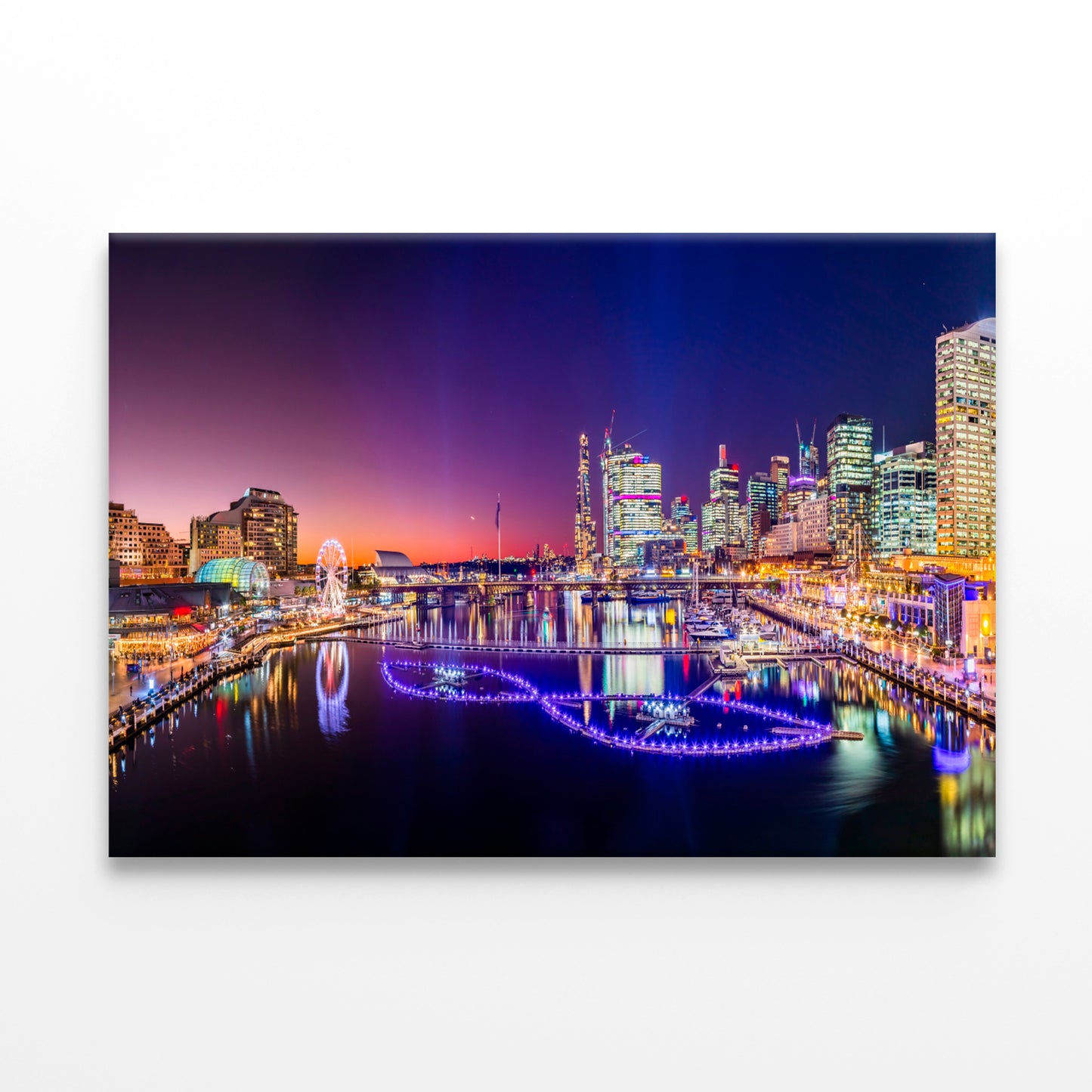 Darling Harbour Vivid Sydney Light Festival Sunset Wall Art Decor 100% Australian Made - Bella Home Decor