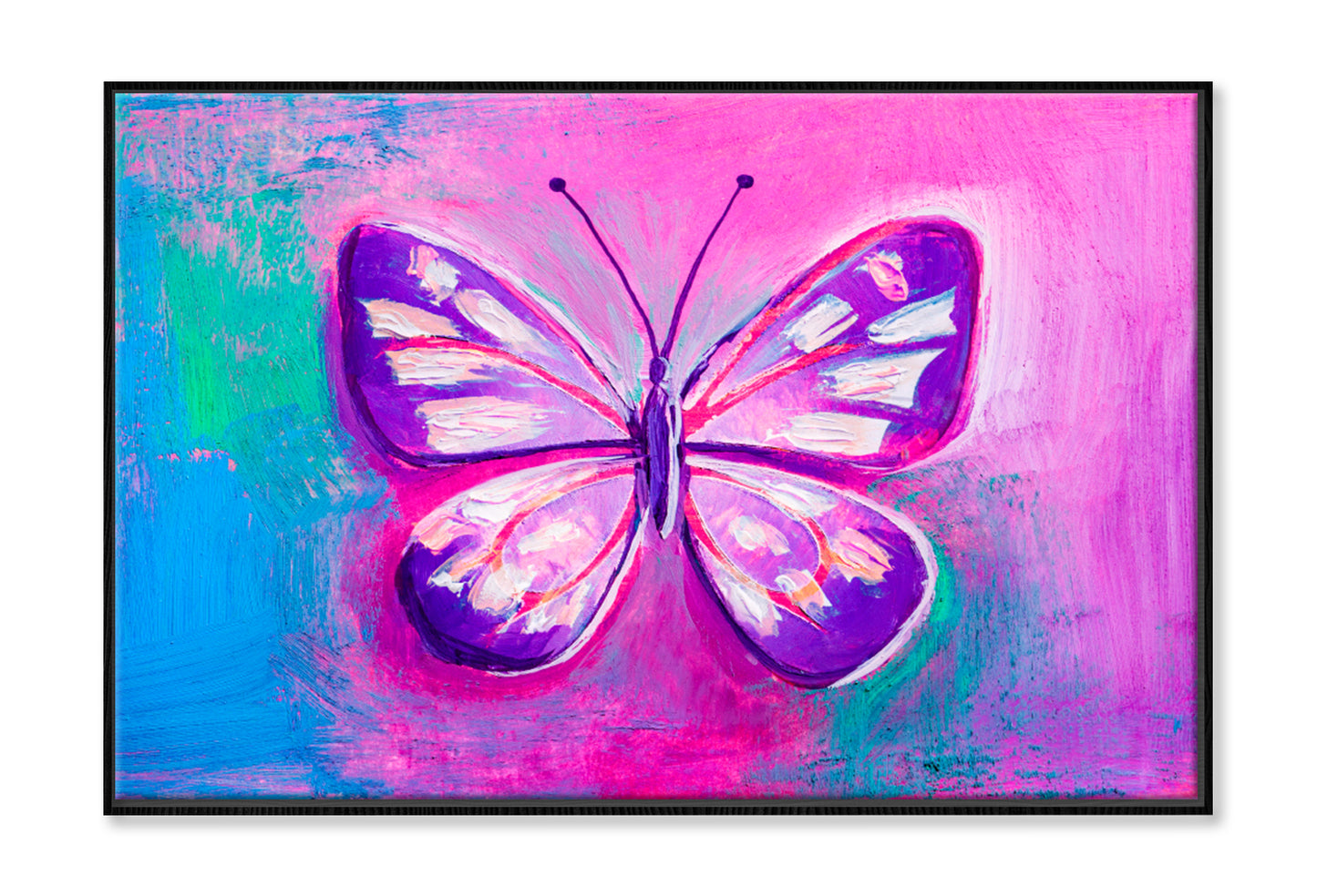 Abstract Butterfly Oil Painting Wall Art Limited Edition High Quality Print Canvas Box Framed Black